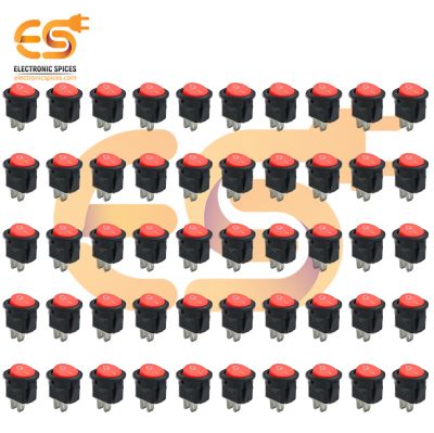 KCD11 3A 250V AC Red Color 2 pin SPST Round Mini Plastic Rocker Switch Pack of 500